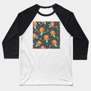 Teal and Burnt Sienna Watercolour florals and foliage Baseball T-Shirt